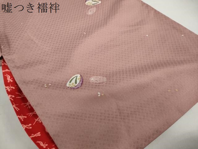 平和屋着物▽小紋　単衣　舞桜文　ぽっくり　洗える着物　DABD9619ud