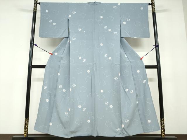 平和屋着物▽上質な小紋　単衣　草花丸文　正絹　逸品　DABD9639ud