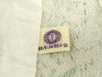 平和屋着物▽上質な小紋　単衣　手描き　草花文　金彩　鬼しぼ縮緬　正絹　逸品　DABD9640ud