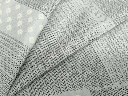 平和屋着物▽上質な紬　単衣　絞り　変わり格子文　正絹　逸品　DABD9641ud