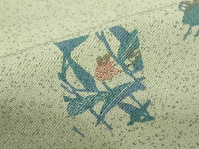 平和屋着物▽小紋　単衣　草花文　洗える着物　DABD9655ud