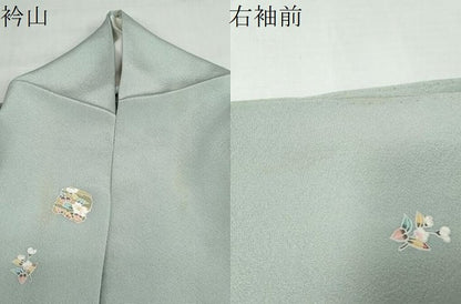平和屋着物▽上質な小紋　単衣　友禅　草花文　正絹　逸品　DABD9663ud