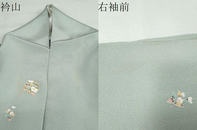 平和屋着物▽上質な小紋　単衣　友禅　草花文　正絹　逸品　DABD9663ud