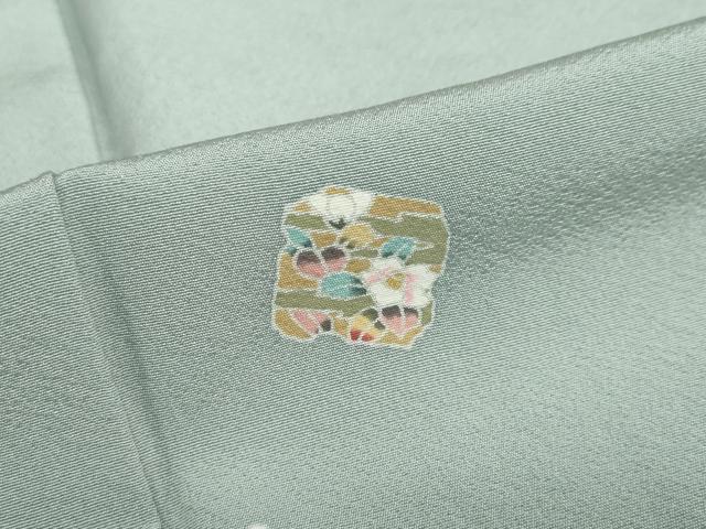 平和屋着物▽上質な小紋　単衣　友禅　草花文　正絹　逸品　DABD9663ud