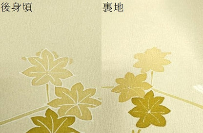 平和屋着物▽訪問着　単衣　草花文　暈し染め　金彩　正絹　逸品　DABD9674ud