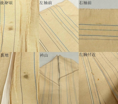 平和屋着物▽上質な小紋　単衣　変わり縞　正絹　逸品　DABD9680ud