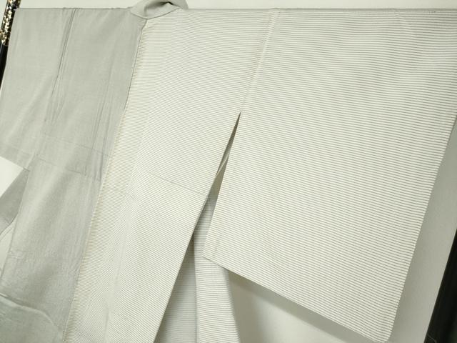 平和屋着物▽本塩沢　訪問着　単衣　片身替わり　横段文　正絹　逸品　DABD9682ud