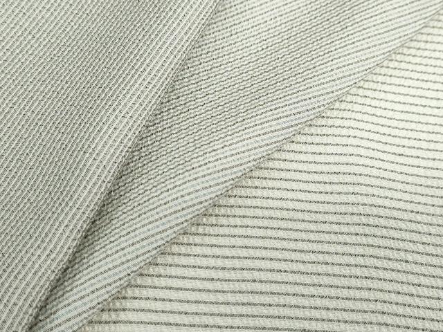 平和屋着物▽本塩沢　訪問着　単衣　片身替わり　横段文　正絹　逸品　DABD9682ud