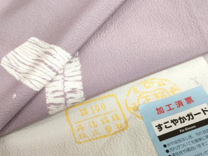 平和屋着物▽上質な小紋　単衣　絞り　短冊文　反端付き　正絹　逸品　DABD9688ud