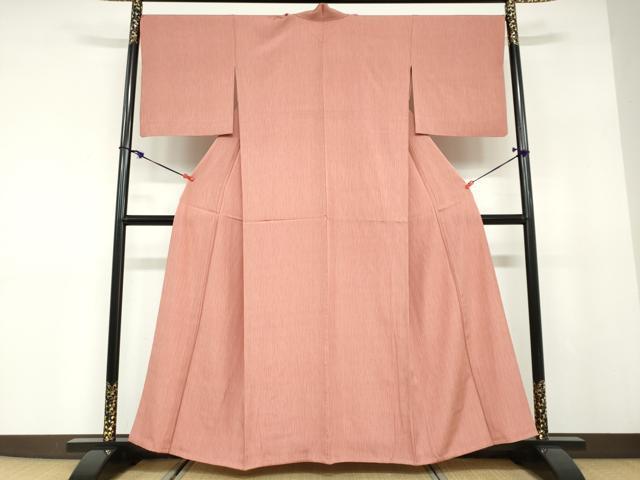 平和屋着物▽上質な小紋　単衣　変わり縞　正絹　逸品　DABD9690ud