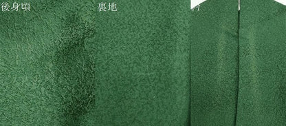 平和屋着物▽中国三大刺繍　汕頭刺繍　スワトウ刺繍　総刺繍　無地絵羽訪問着　単衣　扇面草花文　苔色　正絹　逸品　DABD9696ud