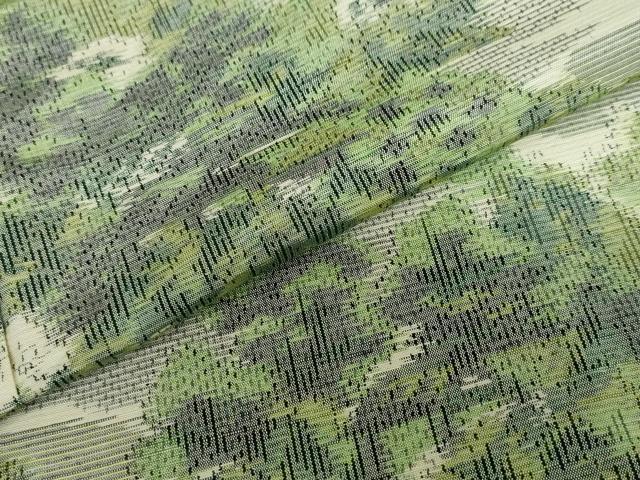 平和屋着物▽上質な紬　単衣　樹林文　正絹　逸品　DABD9699ud