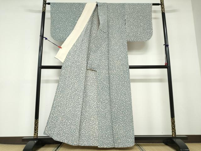 平和屋着物▽上質な小紋　単衣　霞文　正絹　逸品　DABD9702ud