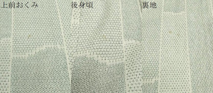 平和屋着物▽本塩沢　単衣　110亀甲　変わり間道　正絹　逸品　DABD9705ud
