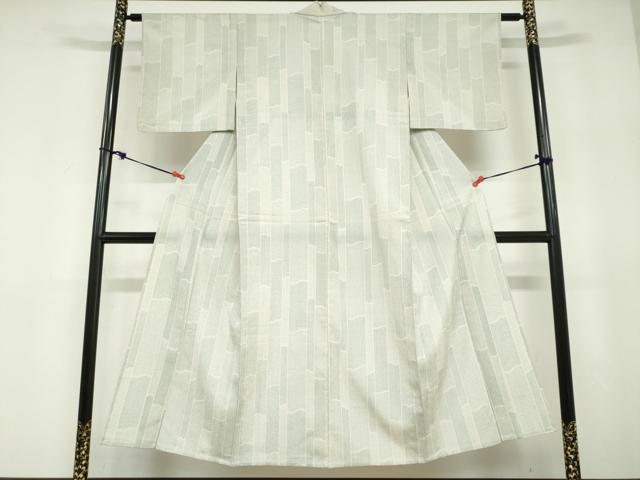 平和屋着物▽本塩沢　単衣　110亀甲　変わり間道　正絹　逸品　DABD9705ud