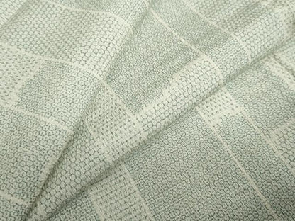 平和屋着物▽本塩沢　単衣　110亀甲　変わり間道　正絹　逸品　DABD9705ud