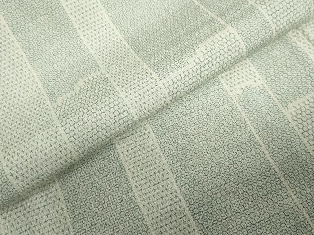 平和屋着物▽本塩沢　単衣　110亀甲　変わり間道　正絹　逸品　DABD9705ud