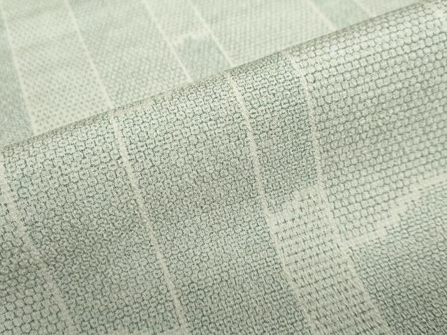 平和屋着物▽本塩沢　単衣　110亀甲　変わり間道　正絹　逸品　DABD9705ud