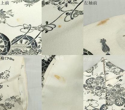 平和屋着物▽上質な小紋　単衣　花車文　正絹　逸品　DABD9706ud