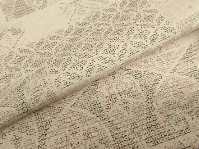 平和屋着物▽結城紬　単衣　100亀甲　吉祥変わり格子文　正絹　逸品　DABD9709ud