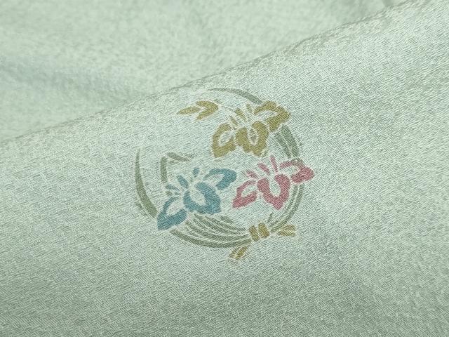 平和屋着物▽上質な小紋　単衣　草花丸文　正絹　逸品　DABD9710ud