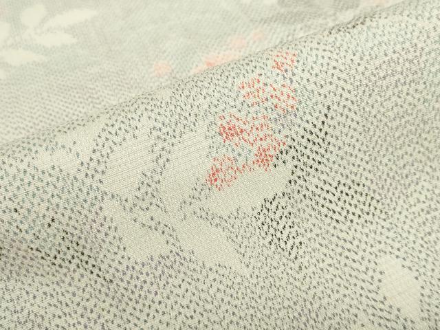 平和屋着物▽本塩沢　単衣　南天文　正絹　逸品　DABD9711ud