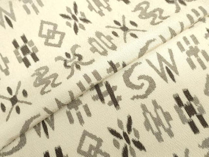 平和屋着物▽本塩沢　単衣　絣文様　正絹　逸品　DABD9714ud