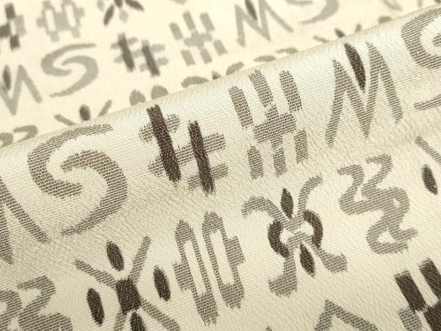 平和屋着物▽本塩沢　単衣　絣文様　正絹　逸品　DABD9714ud