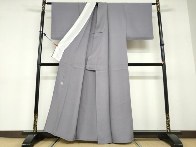平和屋着物▽上質な色無地　単衣　作家物　草木染　紋意匠　半色　正絹　逸品　DABD9720ud