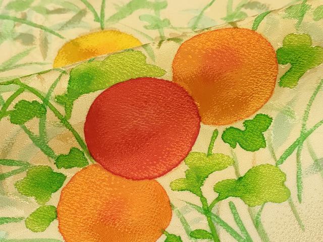 平和屋着物▽訪問着　単衣　手描き　草花文　暈し染め　正絹　逸品　DABD9721ud