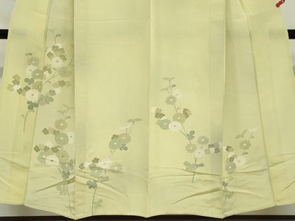 平和屋着物▽訪問着　単衣　刺繍　草花文　正絹　逸品　DABD9728ud
