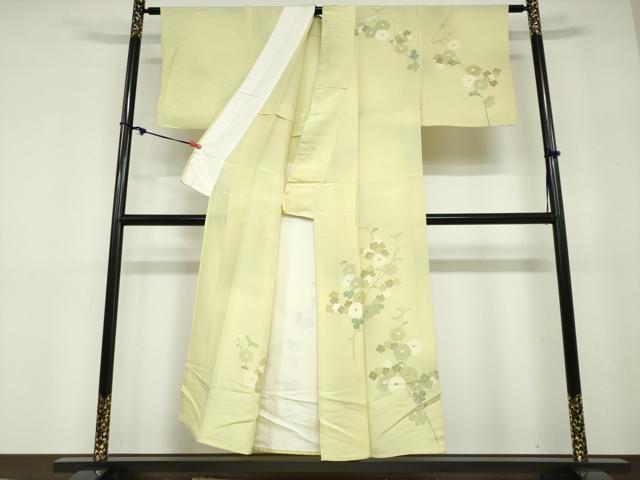 平和屋着物▽訪問着　単衣　刺繍　草花文　正絹　逸品　DABD9728ud