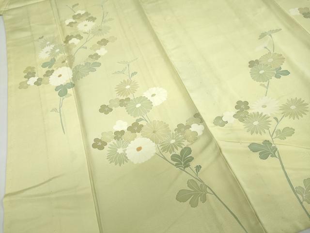 平和屋着物▽訪問着　単衣　刺繍　草花文　正絹　逸品　DABD9728ud