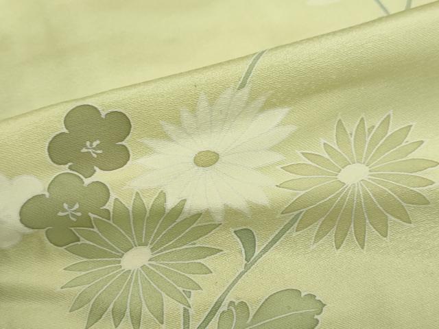 平和屋着物▽訪問着　単衣　刺繍　草花文　正絹　逸品　DABD9728ud