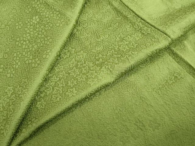 平和屋着物▽上質な色無地　単衣　エ霞文　草色　正絹　逸品　DABD9731ud