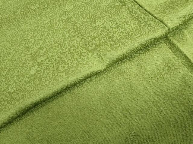 平和屋着物▽上質な色無地　単衣　エ霞文　草色　正絹　逸品　DABD9731ud