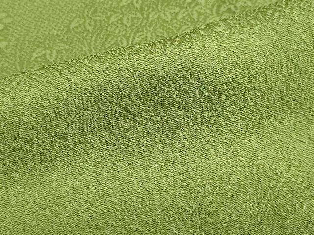 平和屋着物▽上質な色無地　単衣　エ霞文　草色　正絹　逸品　DABD9731ud