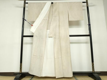 平和屋着物▽本塩沢　単衣　110亀甲　エ霞文　正絹　逸品　DABD9732ud
