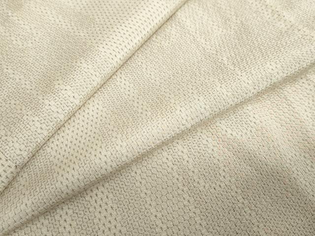 平和屋着物▽本塩沢　単衣　110亀甲　エ霞文　正絹　逸品　DABD9732ud