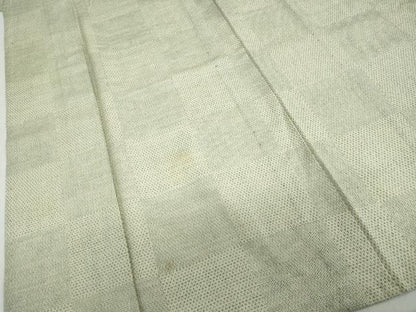 平和屋着物▽白鷹お召　単衣　110亀甲　格子文　正絹　逸品　DABD9736ud