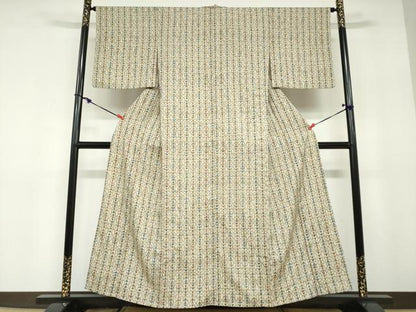 平和屋着物▽上質な小紋　単衣　型染め　抽象文様　やまと誂製　正絹　逸品　DABD9739ud