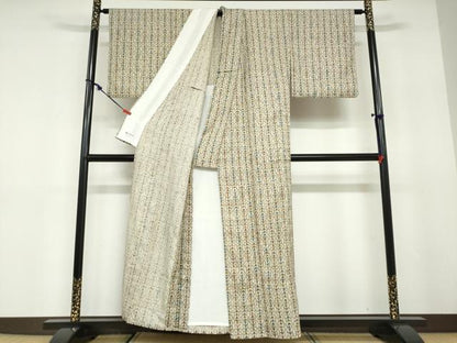 平和屋着物▽上質な小紋　単衣　型染め　抽象文様　やまと誂製　正絹　逸品　DABD9739ud