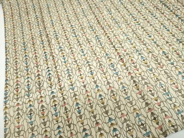 平和屋着物▽上質な小紋　単衣　型染め　抽象文様　やまと誂製　正絹　逸品　DABD9739ud