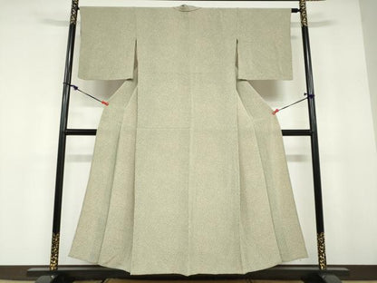 平和屋着物▽江戸小紋　単衣　両面染め　舞蝶文　鬼しぼ縮緬　正絹　逸品　DABD9740ud