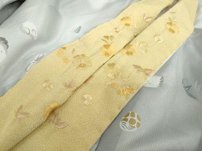 平和屋着物●長襦袢　無双仕立て　玩具文　半衿刺繍　洗える着物　DABD9743ud