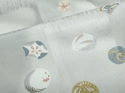平和屋着物●長襦袢　無双仕立て　玩具文　半衿刺繍　洗える着物　DABD9743ud