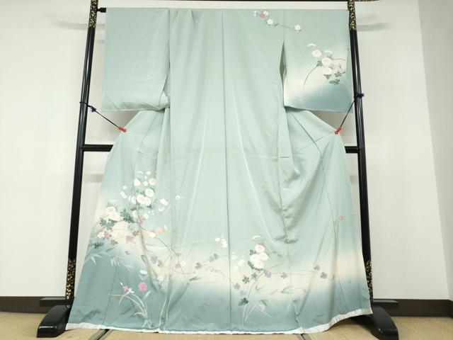 平和屋着物●訪問着　友禅　作家物　草花文　暈し染め　仮絵羽　正絹　逸品　未使用　DABD9744ud