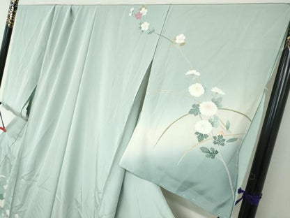 平和屋着物●訪問着　友禅　作家物　草花文　暈し染め　仮絵羽　正絹　逸品　未使用　DABD9744ud