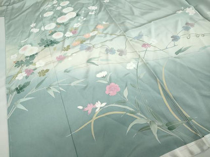 平和屋着物●訪問着　友禅　作家物　草花文　暈し染め　仮絵羽　正絹　逸品　未使用　DABD9744ud