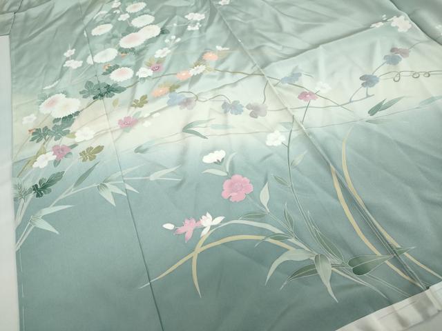 平和屋着物●訪問着　友禅　作家物　草花文　暈し染め　仮絵羽　正絹　逸品　未使用　DABD9744ud